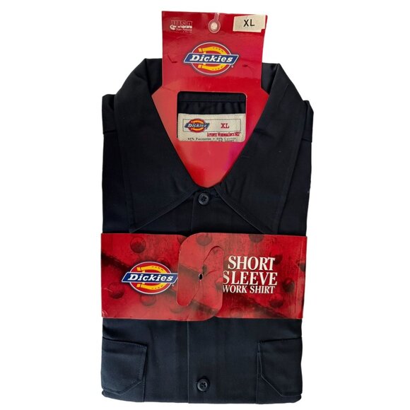 Dickies Men's XL Black Short Sleeve Button Up Work Shirt #1574 Vintage NEW - Picture 1 of 4